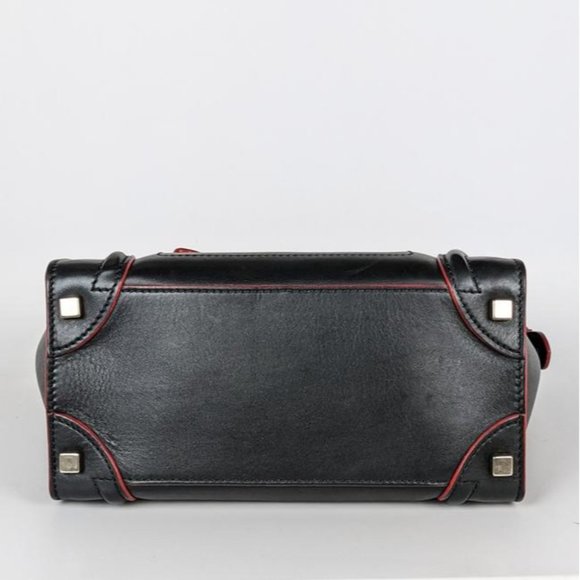 SOLD Celine Luggage Micro Black Red Calfskin Leather Tote - Picture 3 of 7